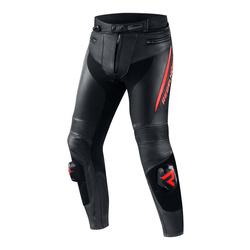 Spodnie skórzane REBELHORN FIGHTER BLACK/FLO RED czarny czerwony fluo